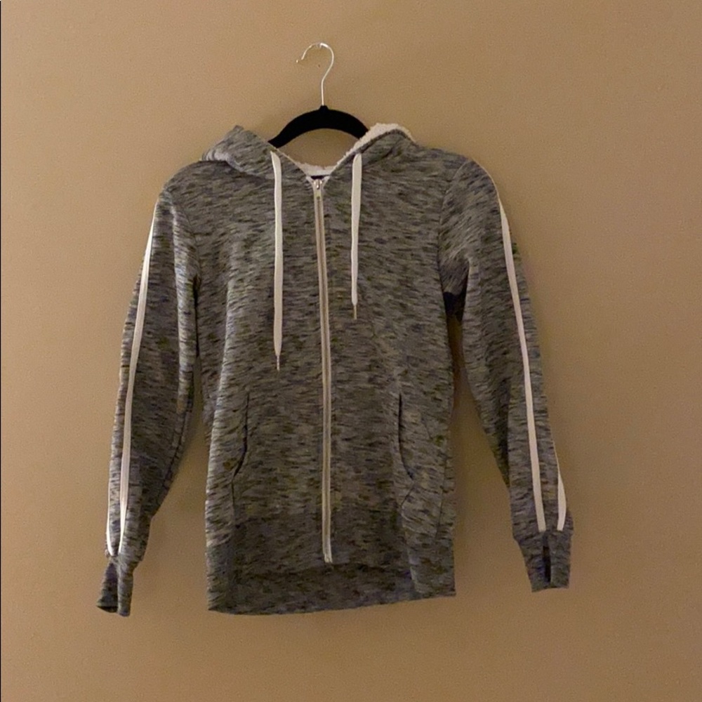 grey zip up hoodie